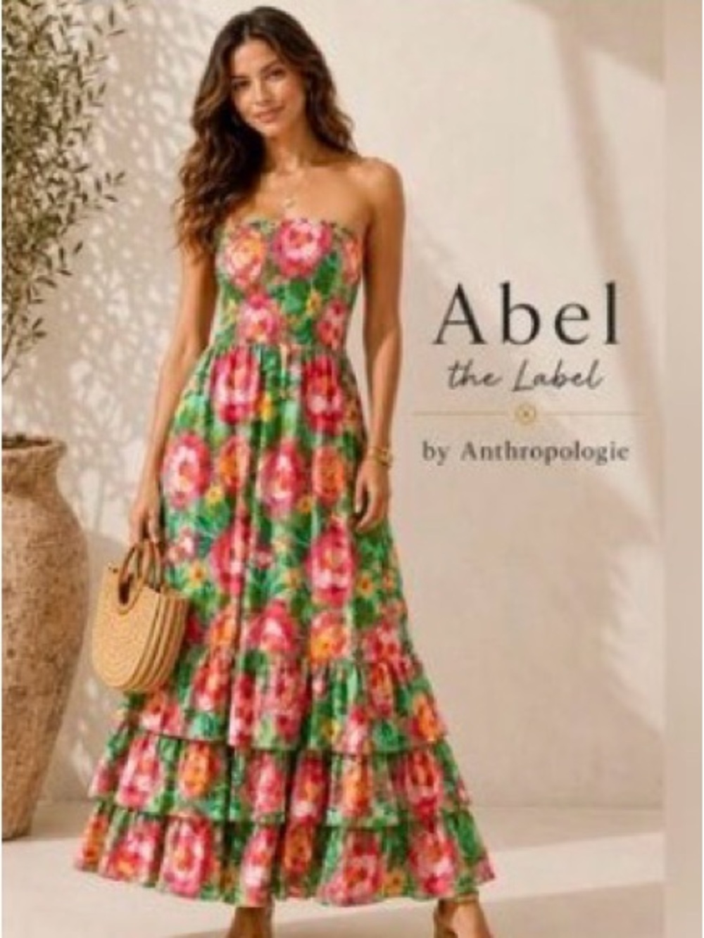 Abel The Label Anthropologie Mimosa Floral Smocked Strapless Tiered Maxi Dress - Picture 8 of 8